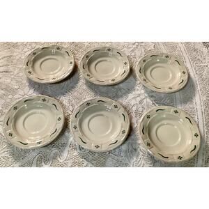Set of 6 Longaberger Pottery Woven Traditions Heritage Green Saucer Plates